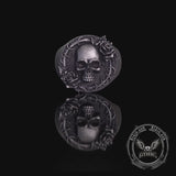 Rose Skull Sterling Silver Gothic Ring