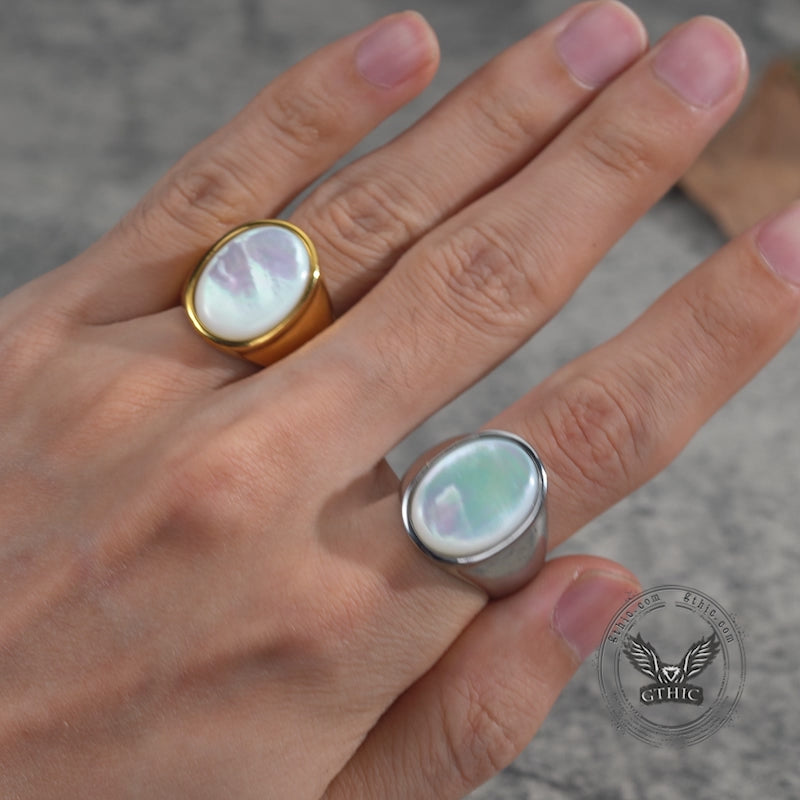 Minimalist Round Shell Stainless Steel Ring