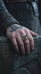 Viking Wolf Celtic Knot Stainless Steel Signet Ring