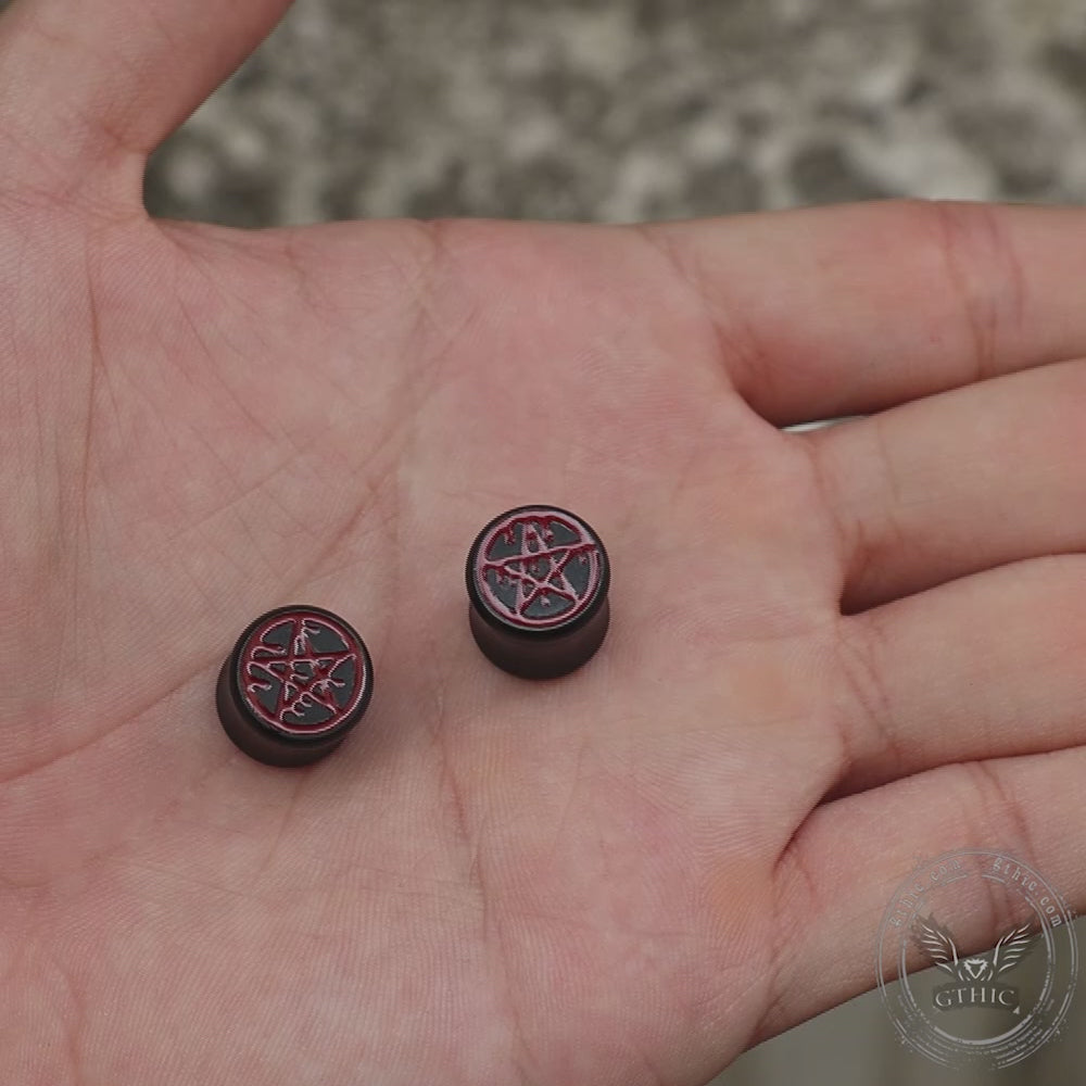 Pentagram Black Ebony Ear Gauge