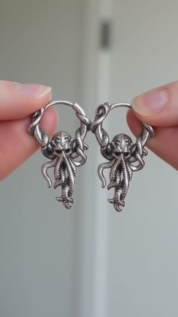 Stylish Stainless Steel Stackable Octopus Hoop Earrings