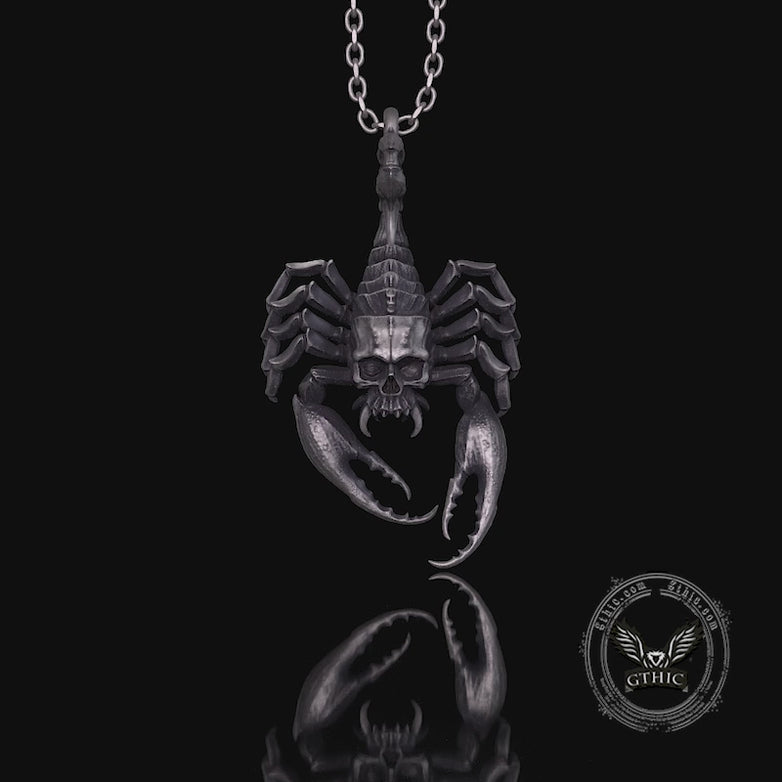 Horrible Skull Faced Scorpion Sterling Silver Pendant