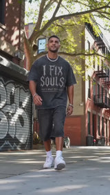I Fix Souls Print Cotton Vintage Washed T-Shirt