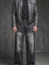 High Street Washed American Wide-Leg Denim Jeans