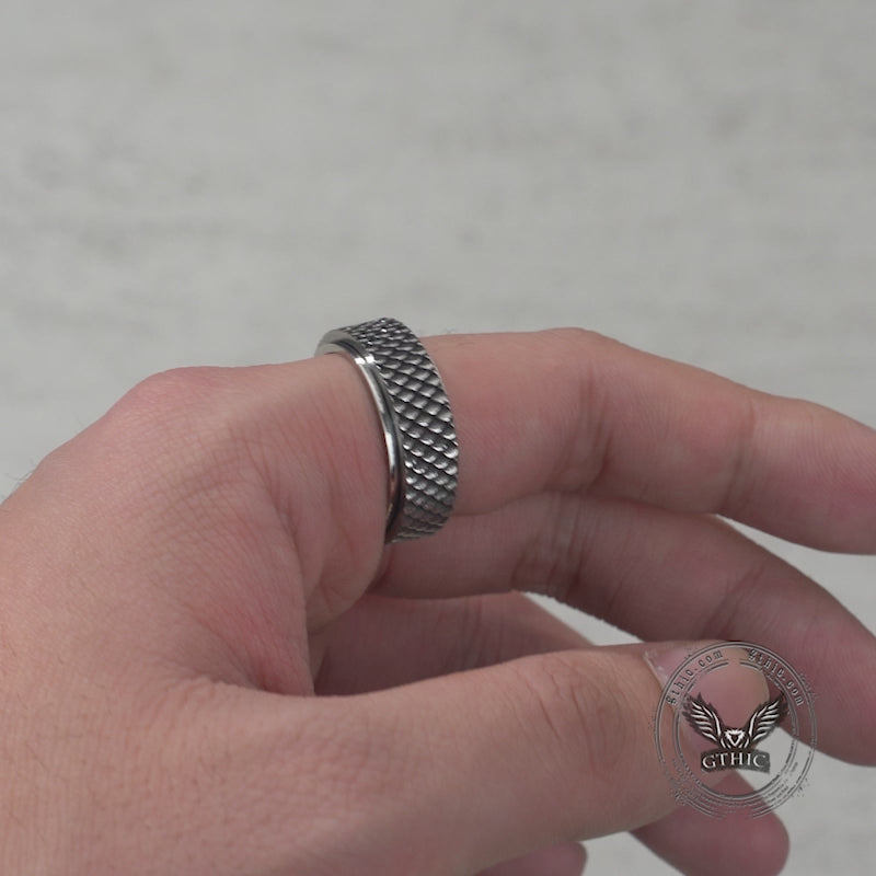 Vintage Fish Scale Spinner Stainless Steel Ring