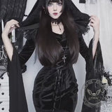 Gothic Cosplay Halloween Trumpet Sleeve Hip Cloak Dress