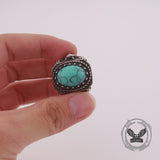 Vintage Eagle Turquoise Stainless Steel Animal Ring