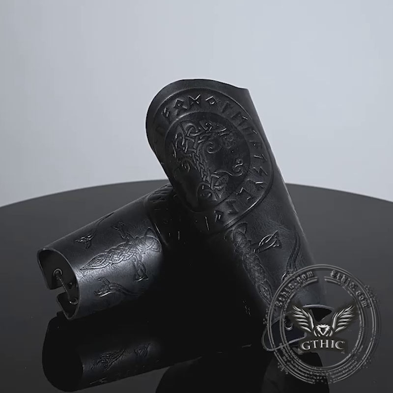 Retro Tree of Life Embossed Knight PU Leather Bracers