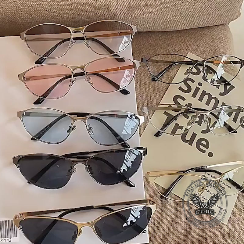 Street Y2K Metal Frame Cat-Eye Retro Sunglasses