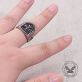 Vintage Cross Pattern Stainless Steel Shield Ring