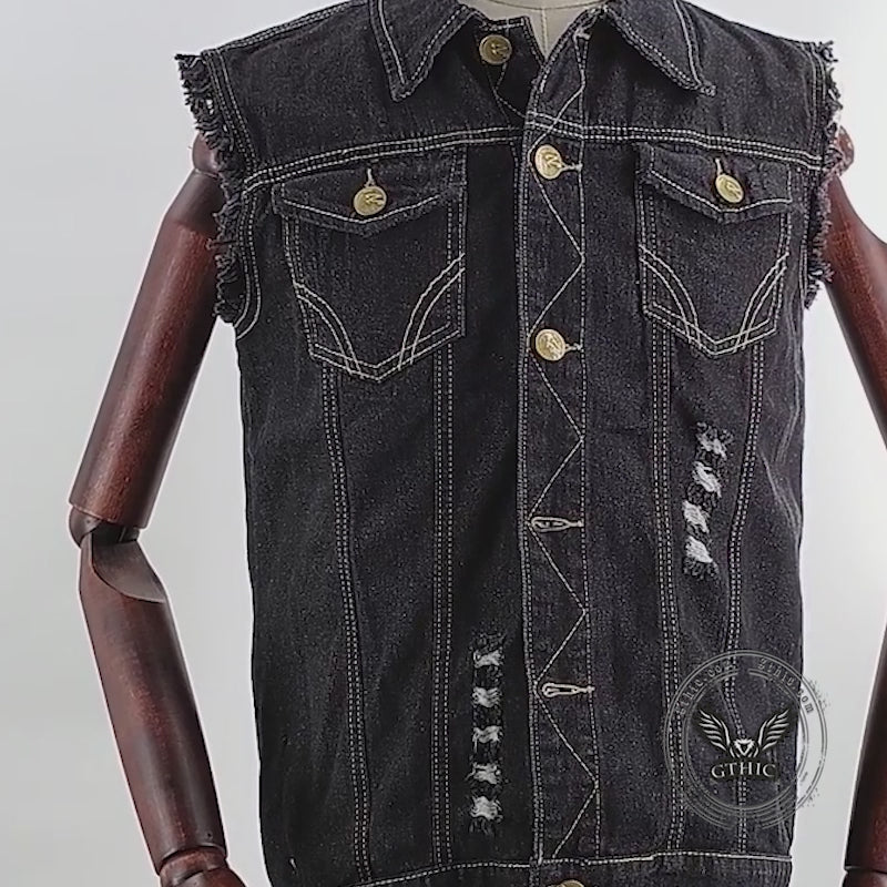 Gilet tête de mort en coton brodé imprimé