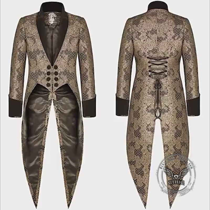 Medieval Gothic Jacquard Waisted Tuxedo Costume