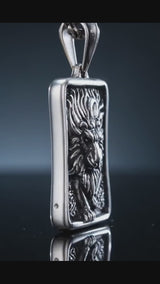 Punk Retro Lion Square Stainless Steel Animal Pendant