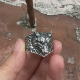 Viking Celtic Knot Wolf Head Sterling Silver Ring