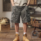 Japanese-Style Retro Loose-Fit Multi-Pocket Cargo Shorts