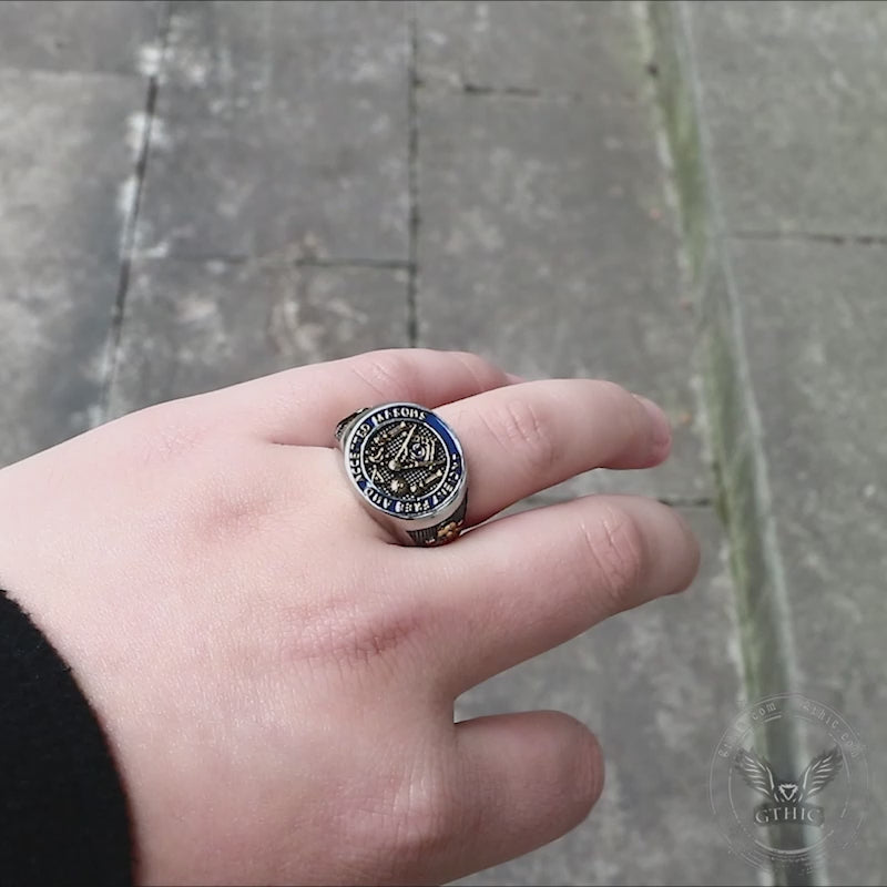 Vintage Masonic Symbol Stainless Steel Ring