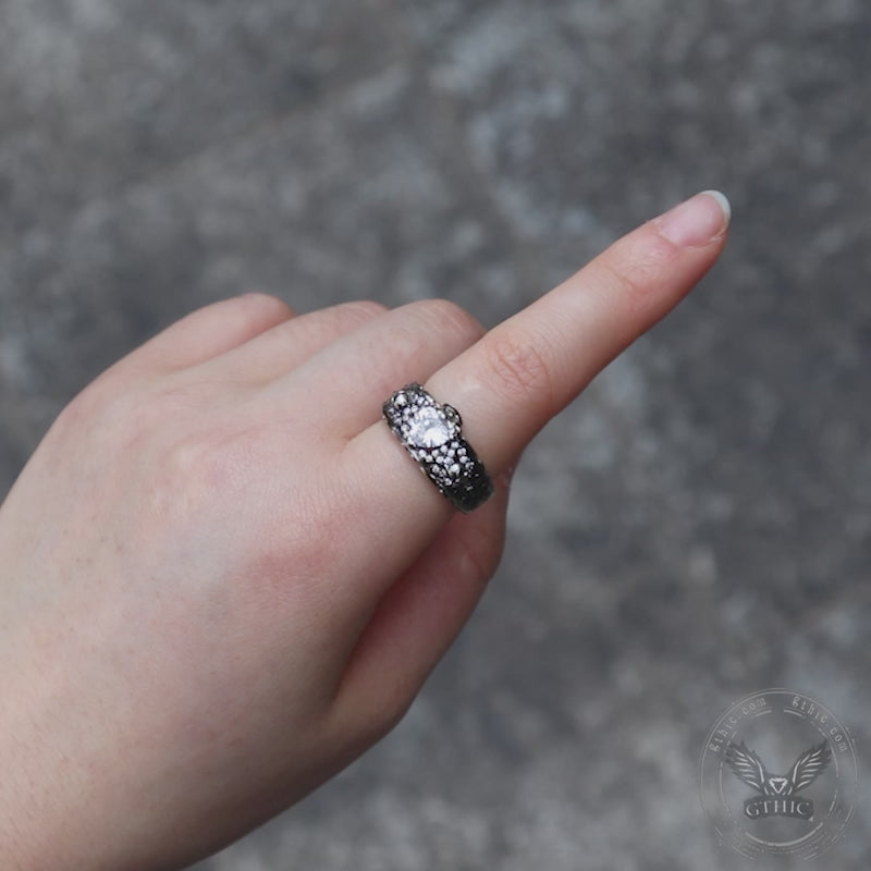 Goth Death Rose Brass Skull Wedding Ring