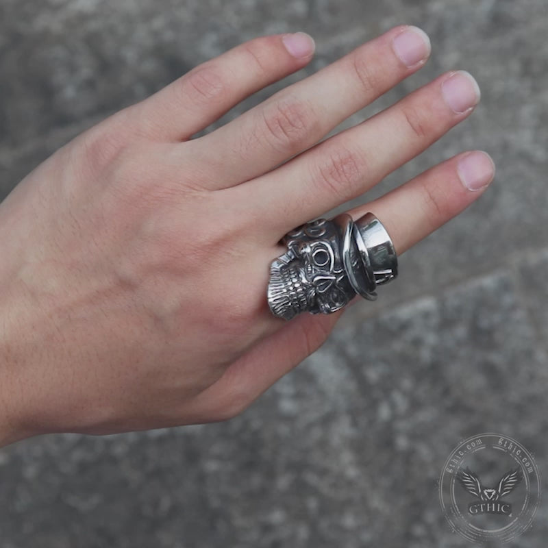 Vintage Gentleman Skull Stainless Steel Ring