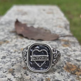 Gothic Pattern Nameplate Sterling Silver Ring