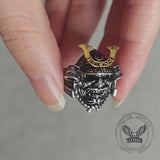 Japanese Mask Samurai Helmet Sterling Silver Ring