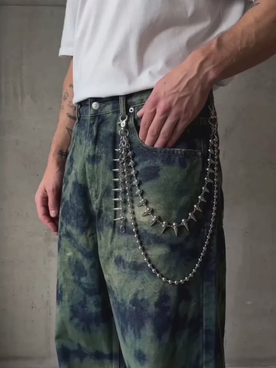 Hip-Hop Spiked Design Double Layer Alloy Pants Chain