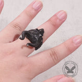 Horn-Satan-Teufel-Totenkopf-Ring aus Edelstahl
