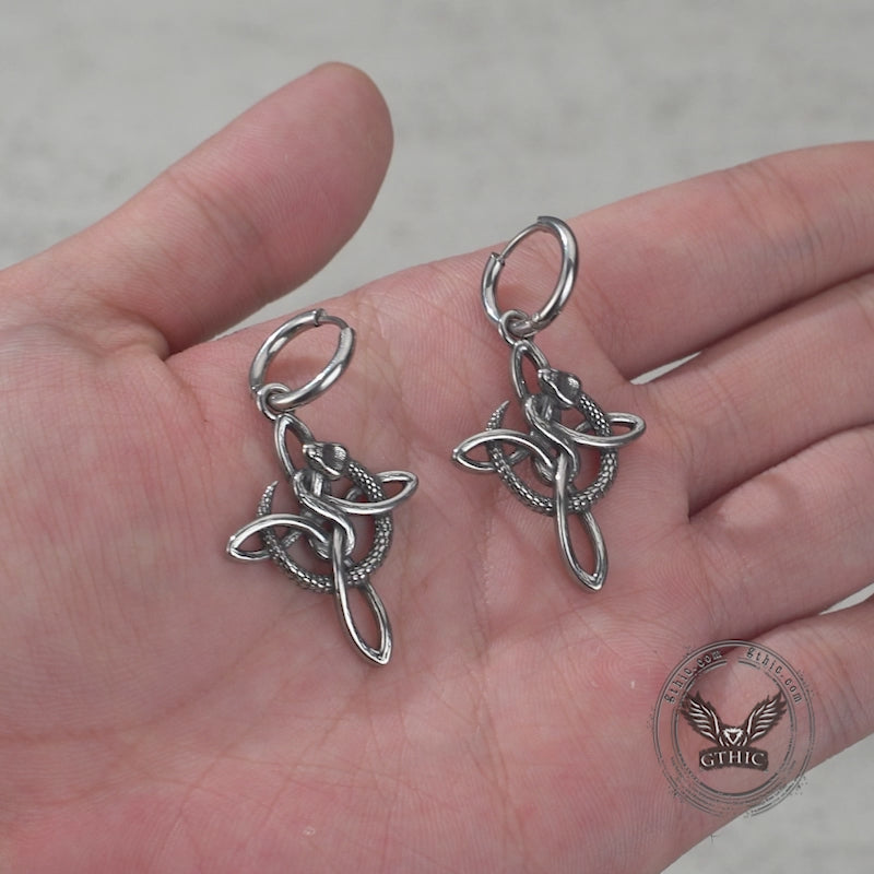 Vintage Snake Celtic Knot Stainless Steel Earrings