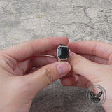 Vintage Cross Black Gemstone Stainless Steel Ring