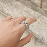 Minimalist Watch Chain Design Stainless Steel Ring