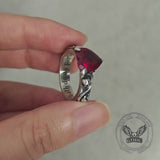 Till Death Do Us Part Heart Gem Sterling Silver Skull Ring