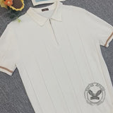 Solid Color Half-Zip Lapel Knitted Polo Shirt