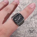Retro Koi Square Stainless Steel Lucky Ring