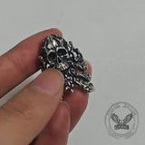 Cracked Skull Eight Tentacles Sterling Silver Gothic Ring