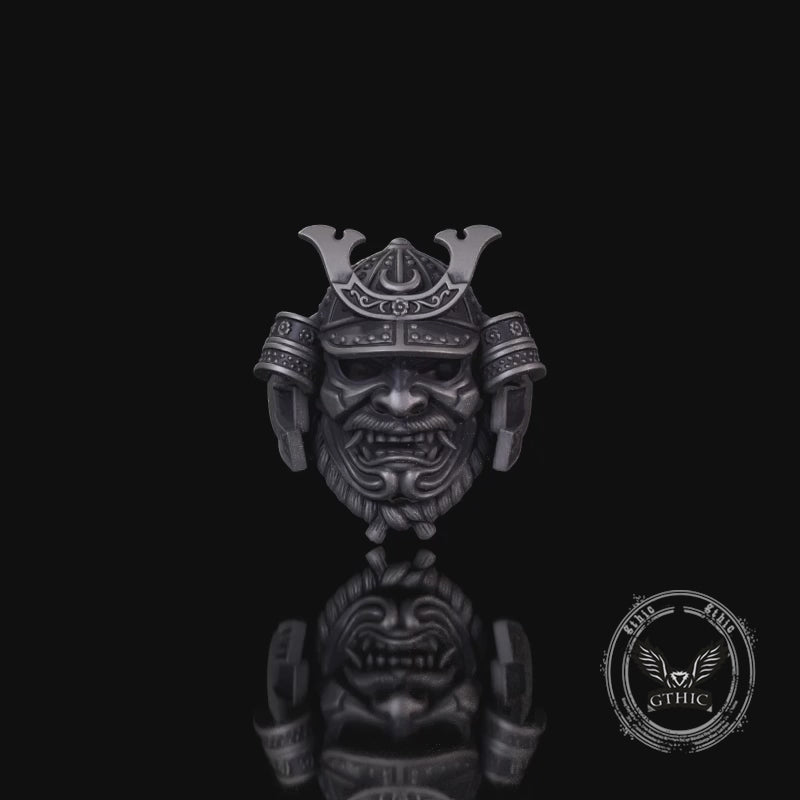 Japanese Mask Samurai Helmet Sterling Silver Ring