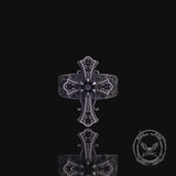Gothic Gem Cross Vintage Sterling Silver Ring