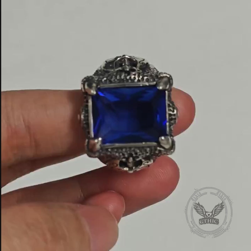 Domineering Axe Dragon Claw Sterling Silver CZ Ring