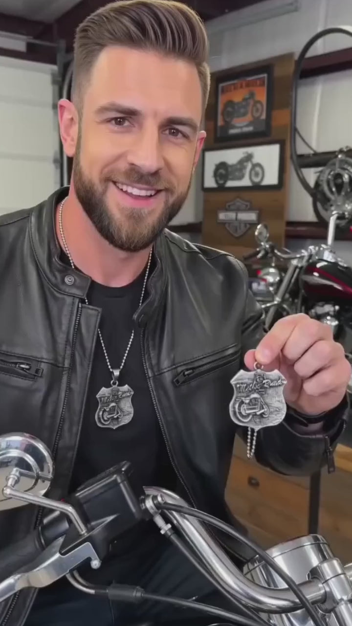 Punk Route 66 Motorcycle Stainless Steel Biker Pendant
