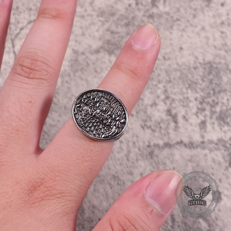 Vintage Last Supper Cross Stainless Steel Ring