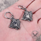 Viking Rune Wolf Head Stainless Steel Earrings