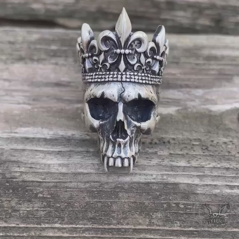 Skeleton King Crown Sterling Silver Skull Ring