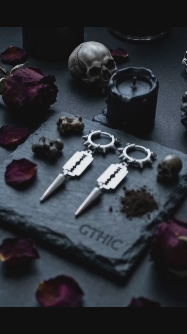 Punk Blade Spike Stainless Steel Drop Earrings
