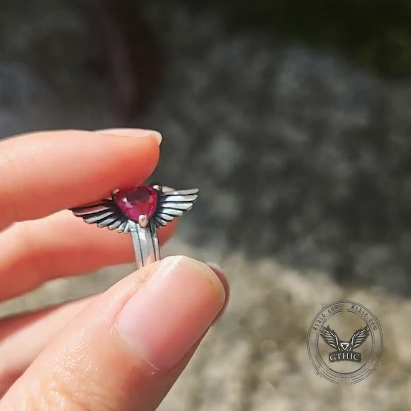 The Sword Of Angles Heart Gem Sterling Silver Ring