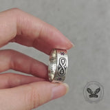 Infinity Skull Hexagram Gem Sterling Silver Band Ring