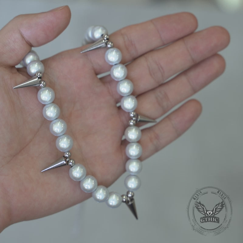 Rivet Pearl Stainless Steel Necklace