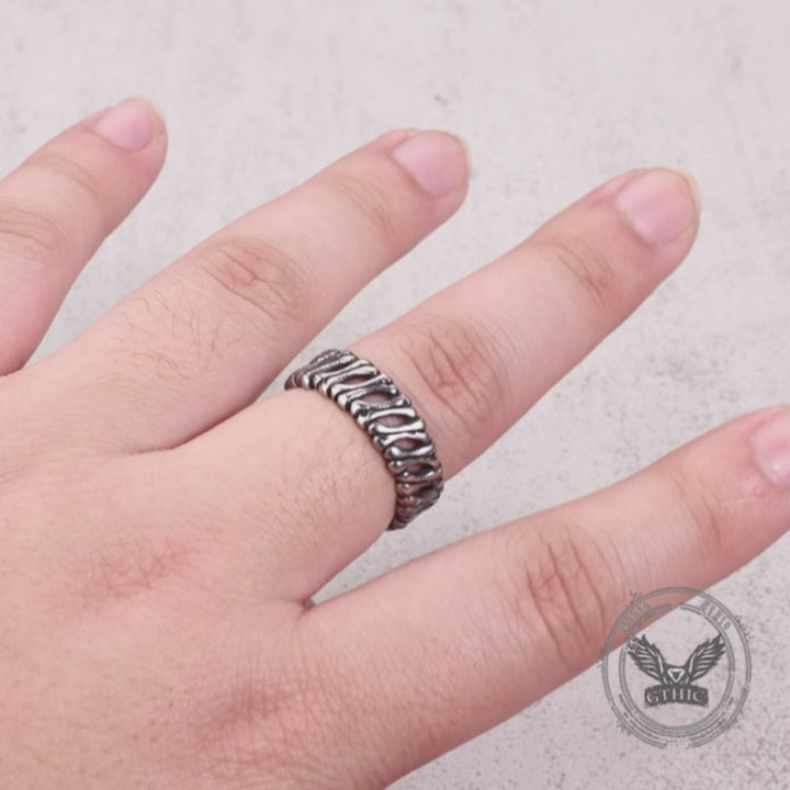 Anello teschio in acciaio inossidabile con logo Skull and Bones