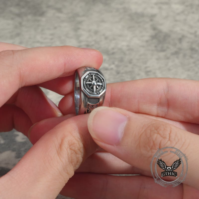 Vintage Celtic Knot Compass Stainless Steel Ring