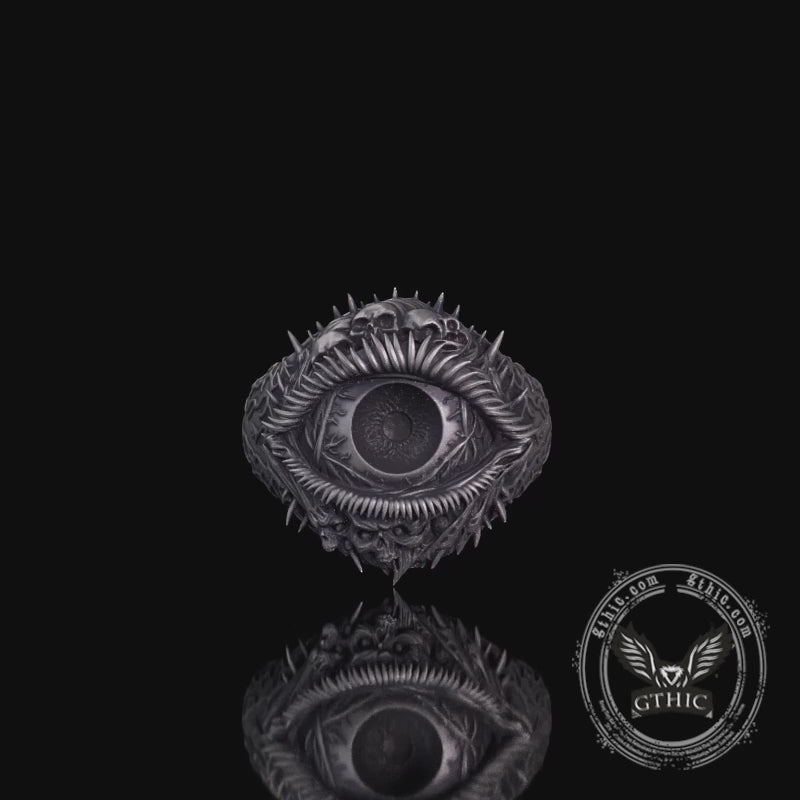 Evil Eye Skull Sterling Silver Hardcore Biker Ring