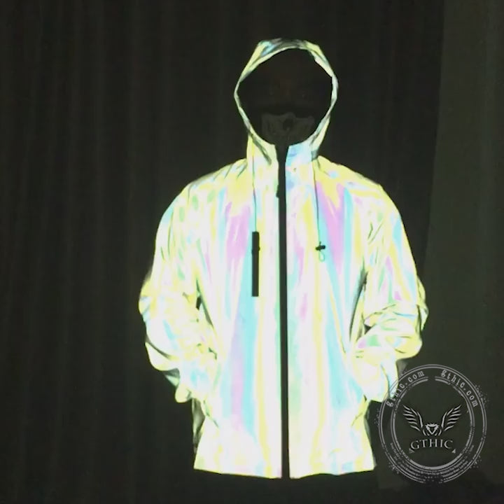 Colorful Cargo Reflective Hoodie Jacket