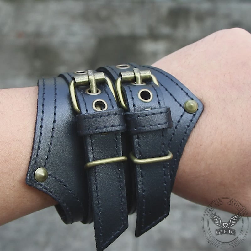 Punk Leather Wristband Bracelet