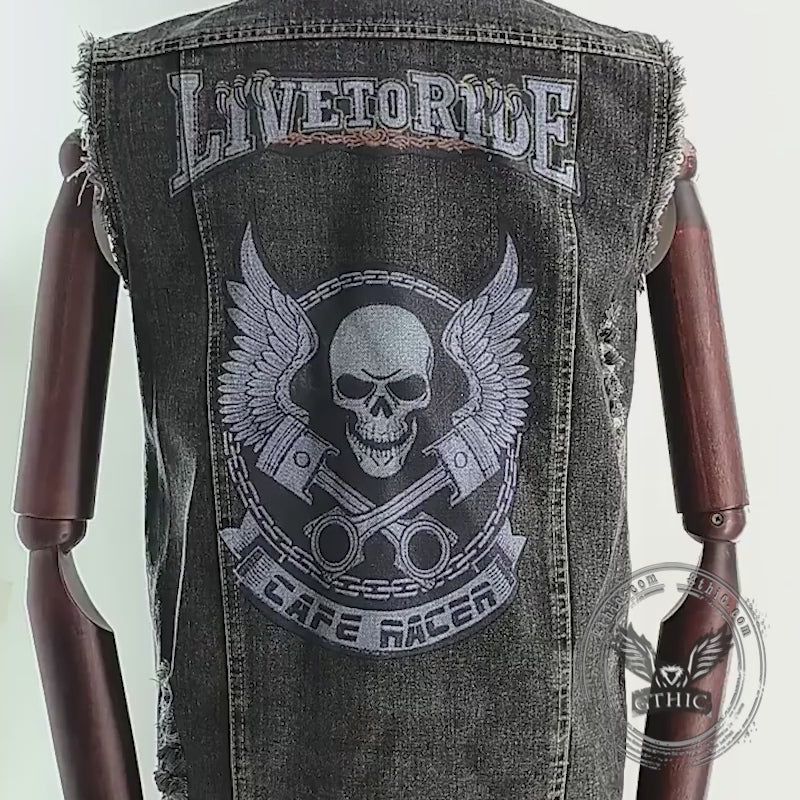 Gilet tête de mort en coton brodé imprimé